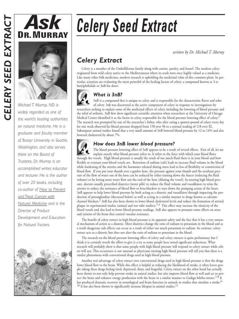 Promising Properties of Celery Seed Extract An Exploration of 3nB's