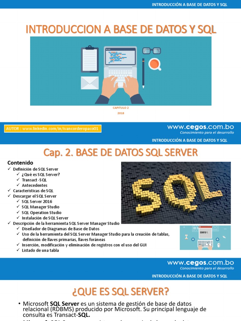 Introducción a SQL y Bases de Datos | PDF | Servidor SQL de Microsoft | SQL