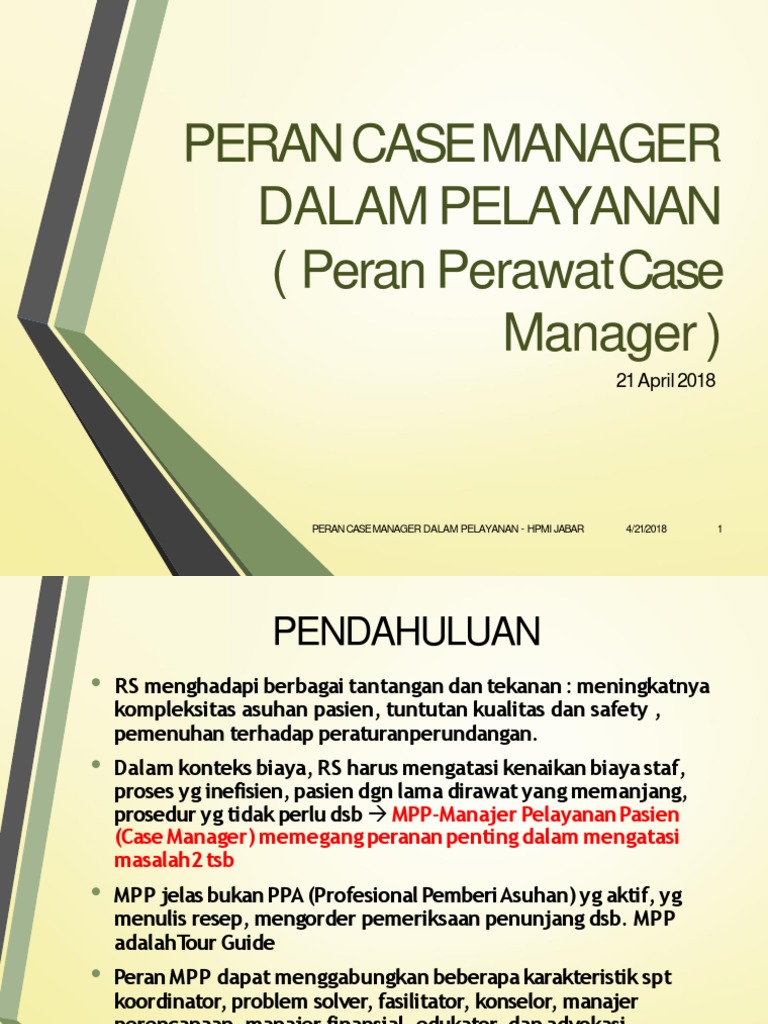 Peran Case Manager Dalam Pelayanan | PDF