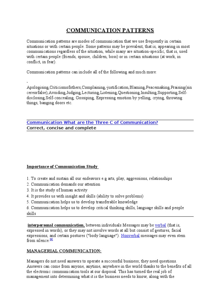 Communication Patterns | PDF | Nonverbal Communication | Emergence