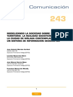 Modelizando La Sociedad Sobre El Territorio. La Realidad Socioterritorial de La Ciudad de Málaga Contemplada Desde Un Sistema de Información Geográfica