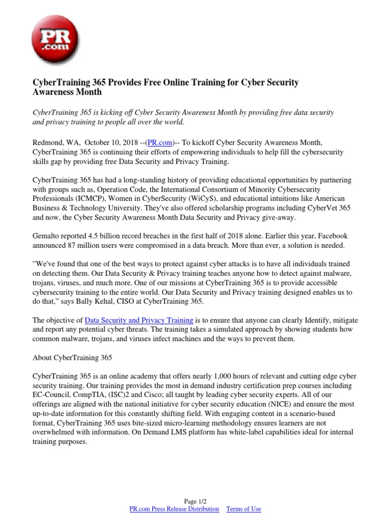 CyberTraining 365 Provides Free Online Training For Cyber Security