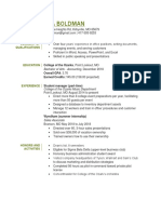 Asa Boldman: Summary of Qualifications