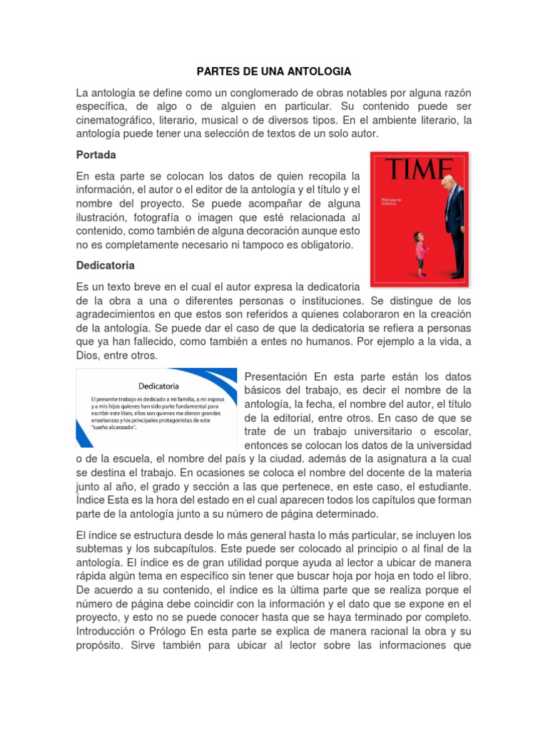 Partes de Una Antologia Autor Antologías