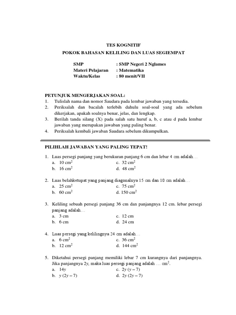 Butir Soal Pilihan Ganda