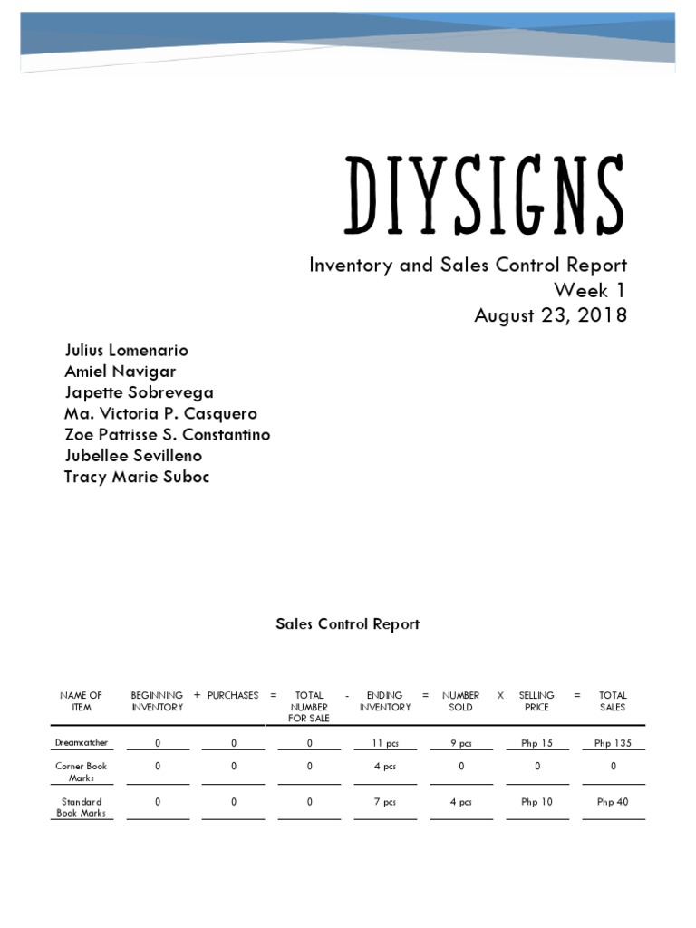 Week 1 Inventory & Sales Report | PDF