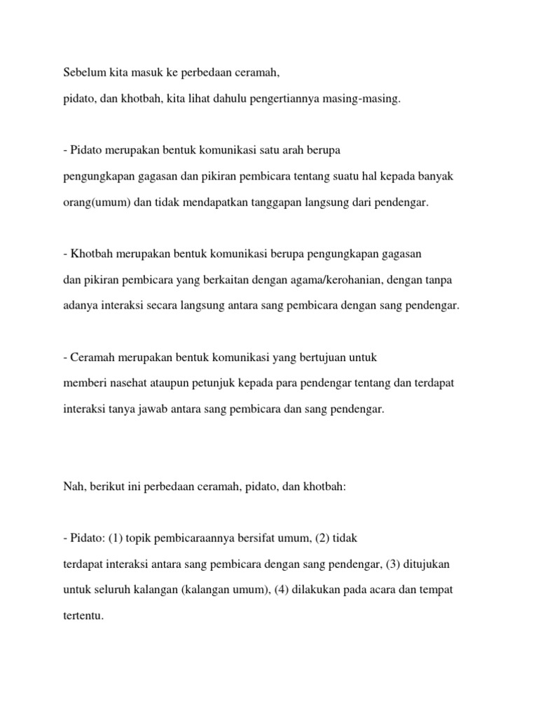 Ceramah Pidato Dan Khutbah Docx