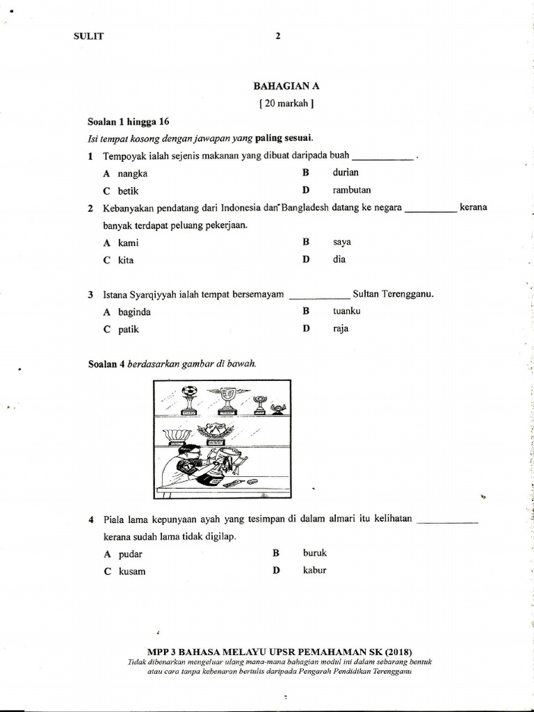 Soalan Percubaan Negeri Terengganu Pemahaman Pdf