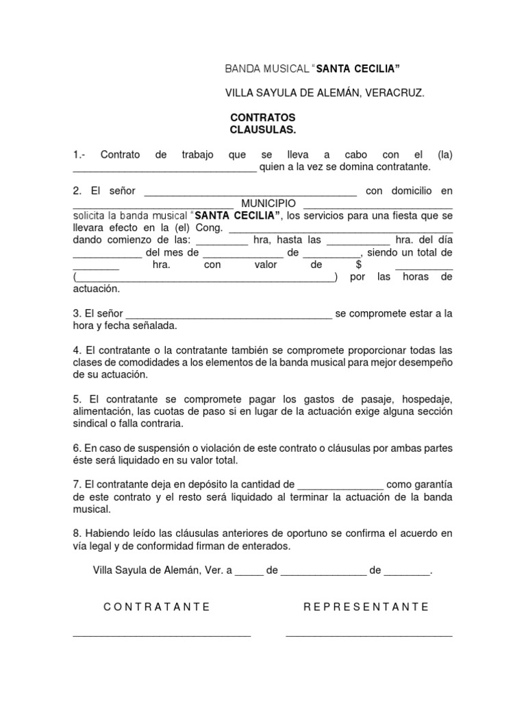 Contrato Banda Musical | PDF