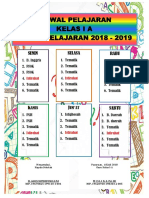 Jadwal Pelajaran Mingguan Kelas 1-A SDN 01 Pasuruan