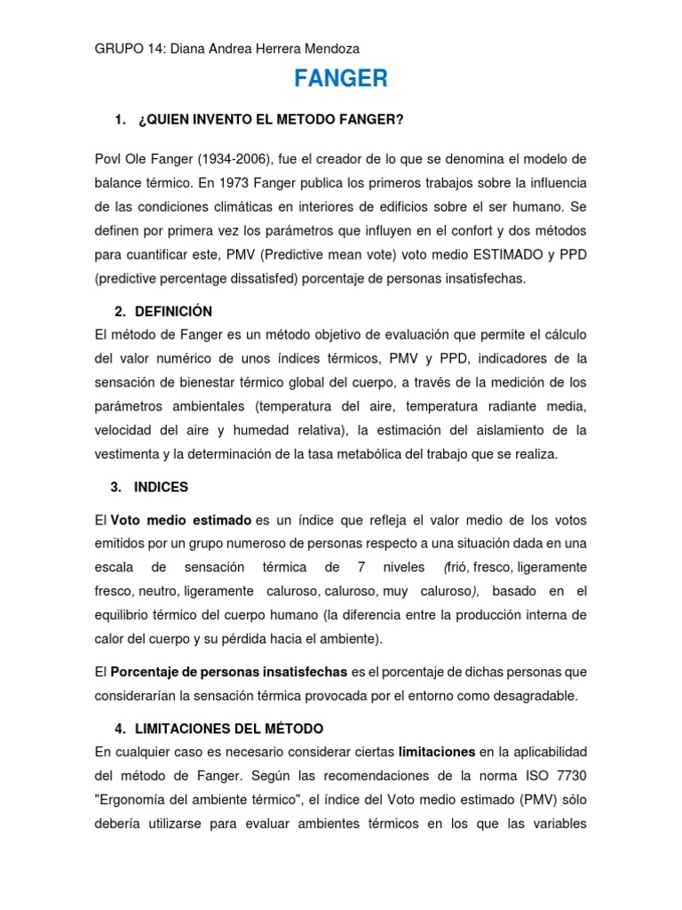 Método de Fanger y Confort Térmico | PDF | Calor | Temperatura