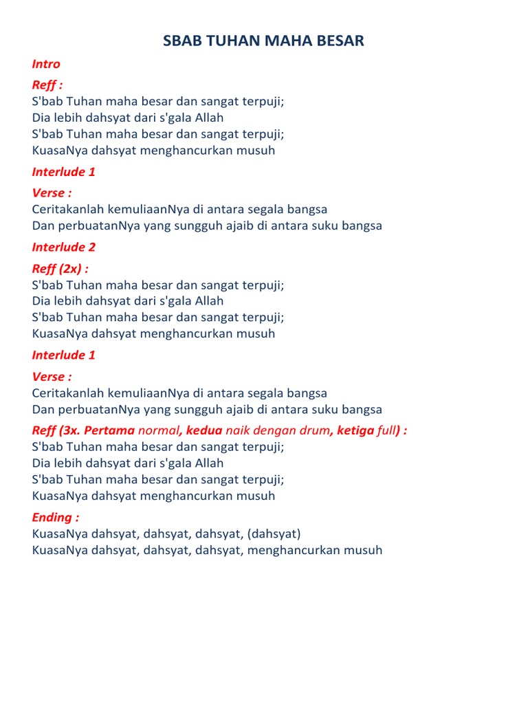 Lirik Pnk Ibadah Hut Bw 50
