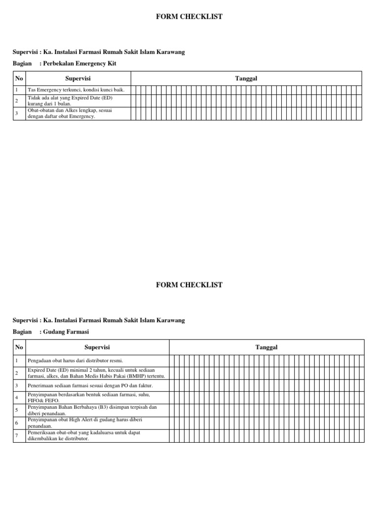 Checklist Ketersediaan Obat Darurat | PDF