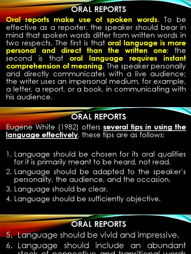 Oral Reports Pdf Speech Word