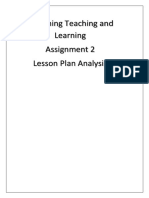 Designing Teaching and Learning Assignment 2 Lesson Plan Analysis