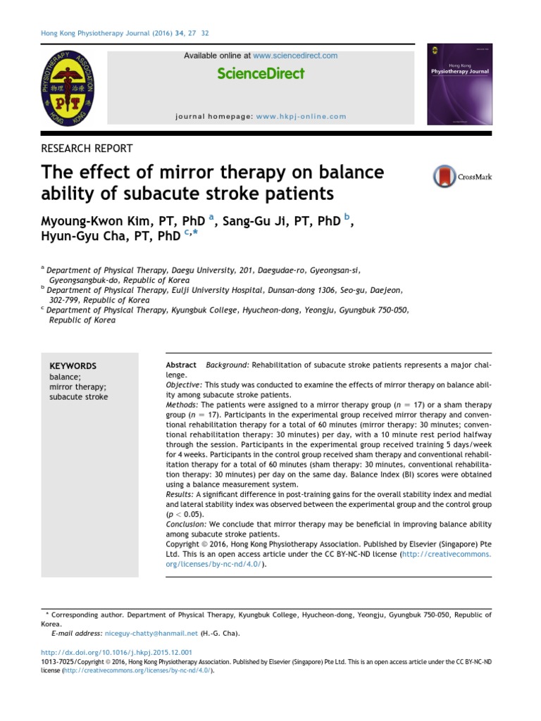 9 5 The Effect of Mirror Therapy On Balance Ability of Subacute