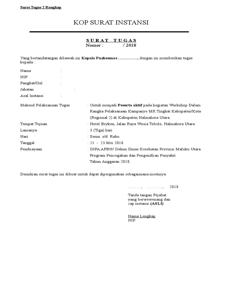 Contoh Surat Tugas Mr Halut Pdf