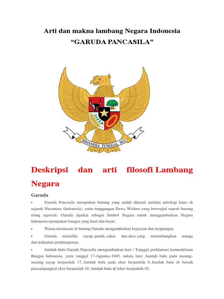 Arti Dan Makna Lambang Negara Indonesia