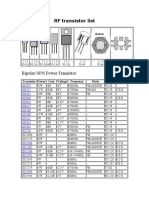 RF Transistor List: Bipolar NPN Power Transistor