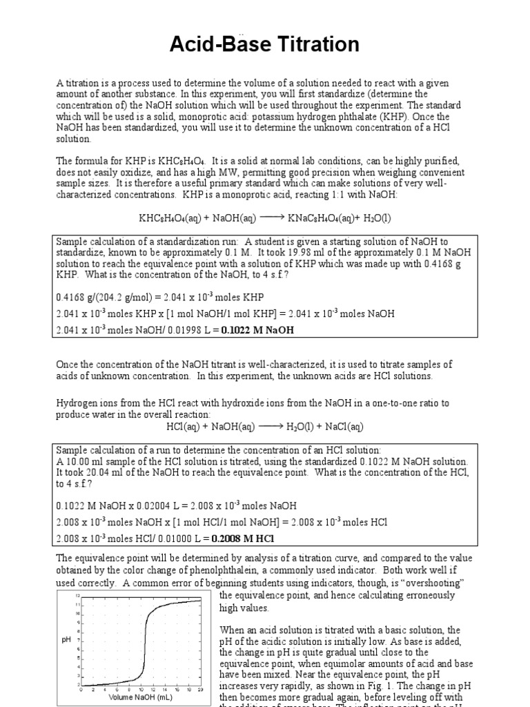 Acid-Base Titration Guide | PDF | Scientific Techniques | Chemistry