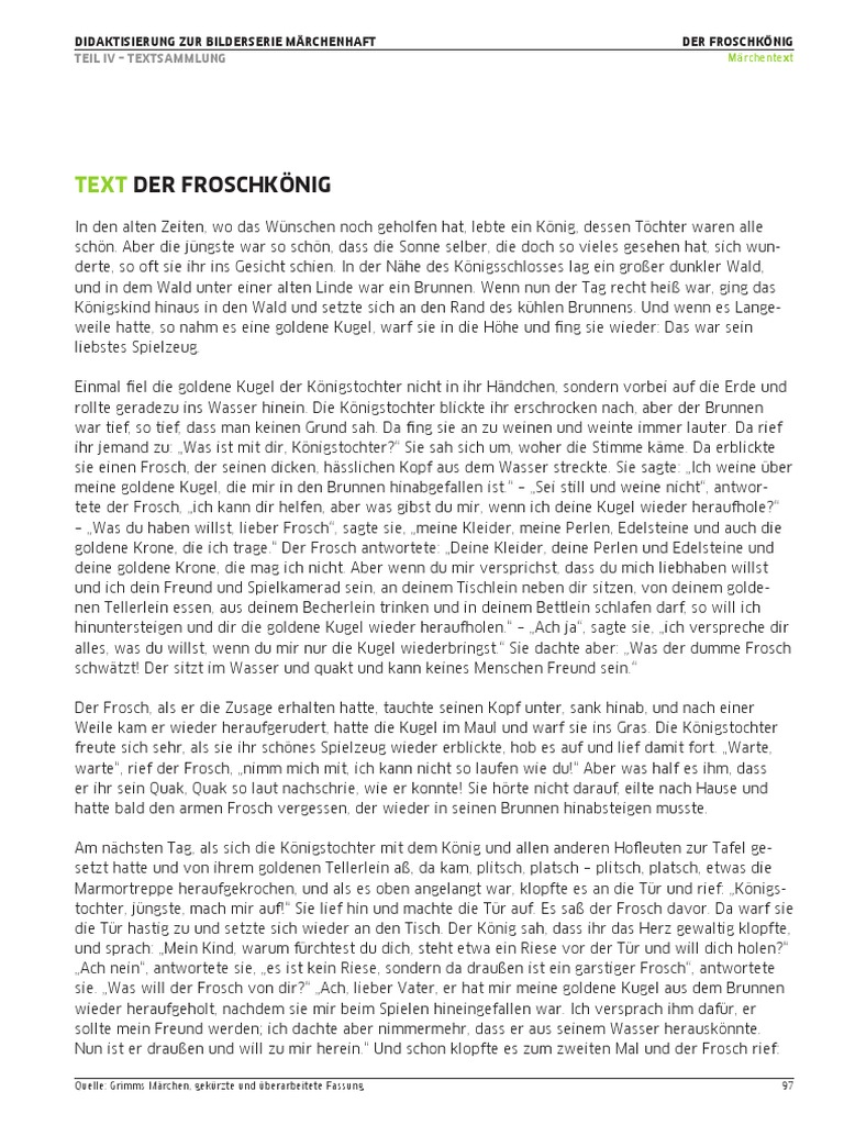 02 Der Froschkoenig Text PDF | PDF