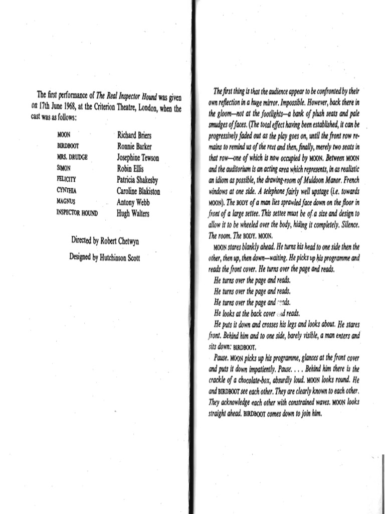 The Real Inspector Hound PDF