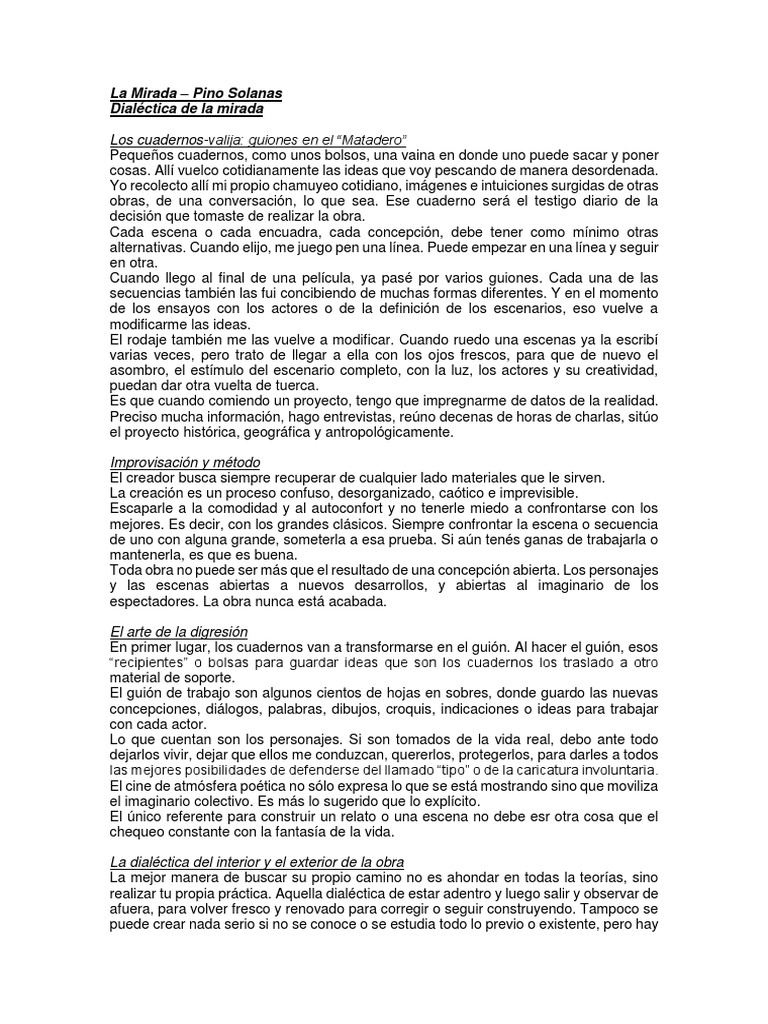 La Mirada - Pino Solanas | PDF | Dialéctico | Imagen