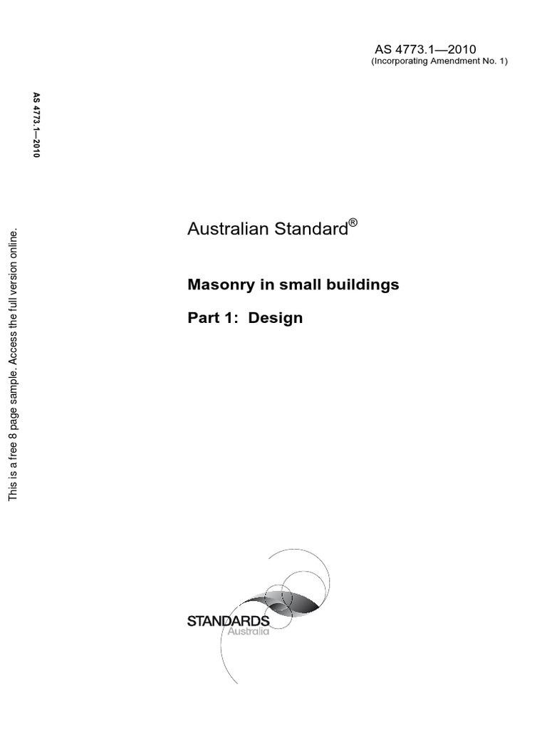 Masonry in Small Building Part 1 Design by Australian Standard PDF Normative Masonry