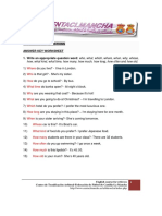 Grammar: Wh-Questions Answer Key Worksheet 1. Write An Appropriate Question Word: Who, What, Which, Where, When, Why, Whose