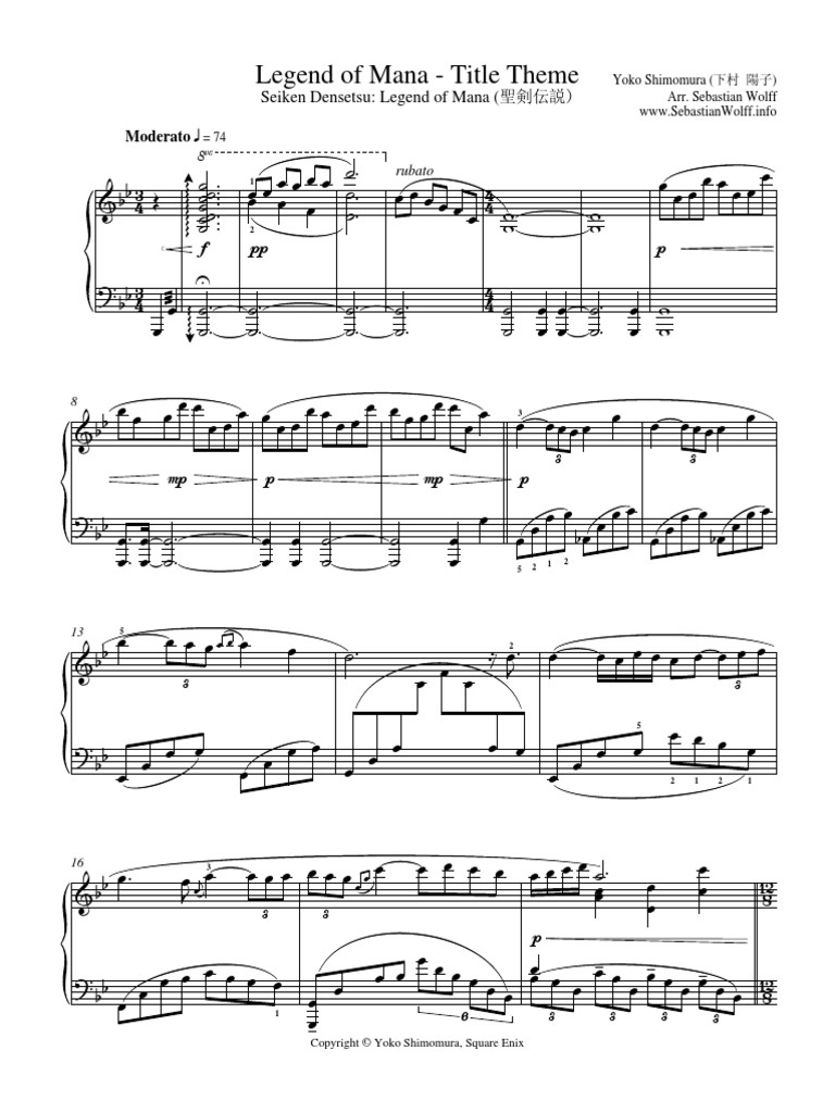 Legend of Mana - Title Theme PDF | PDF | Square Enix | Japanese