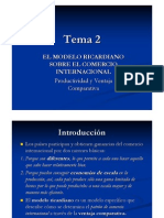 A ECONI - Tema 2 - El Modelo Ricardiano Sobre El Comercio Internacional