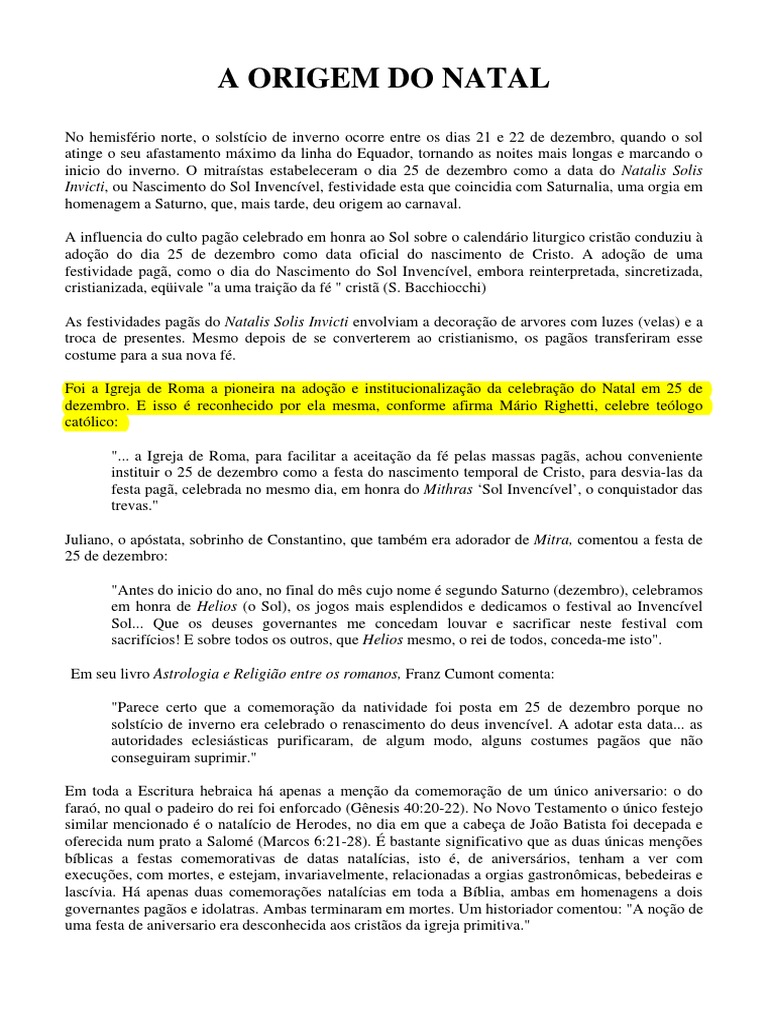 A Origem Do Natal 1 Pdf Pdf Aniversários Nascimento De Jesus