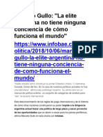 La Elite Argentina No Tiene Ninguna Conciencia de Cómo Funciona El Mundo