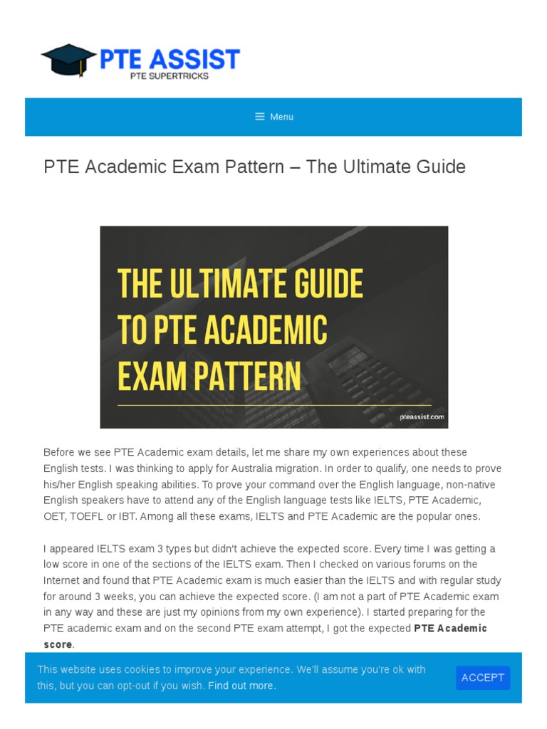 Ultimate Guide To PTE Academic Exam | PDF | Test (Assessment ...