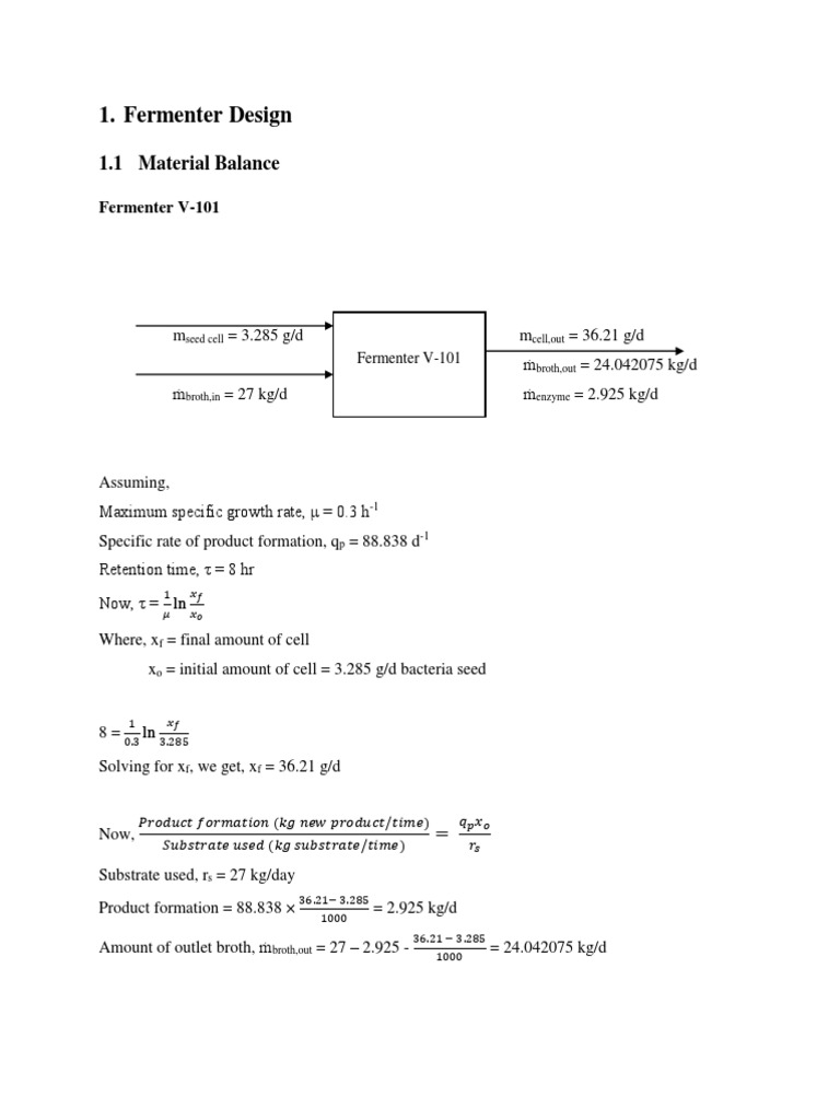 Fermenter V-101 Design and Calculations | PDF | Thermal Insulation ...