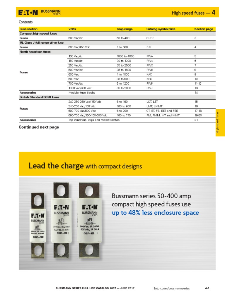 High Speed Fuses Bussmann | PDF | Fuse (Electrical) | Direct Current
