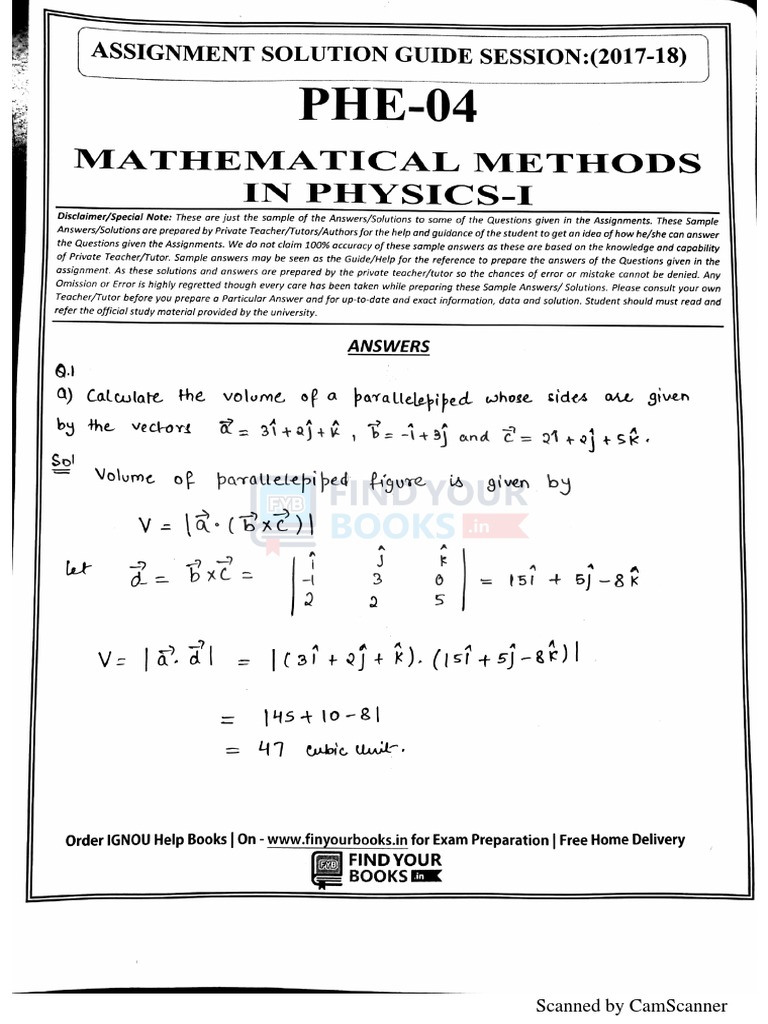 PHE-4 Mathematical Methods in Physics 1 EM | PDF | Teaching Mathematics ...