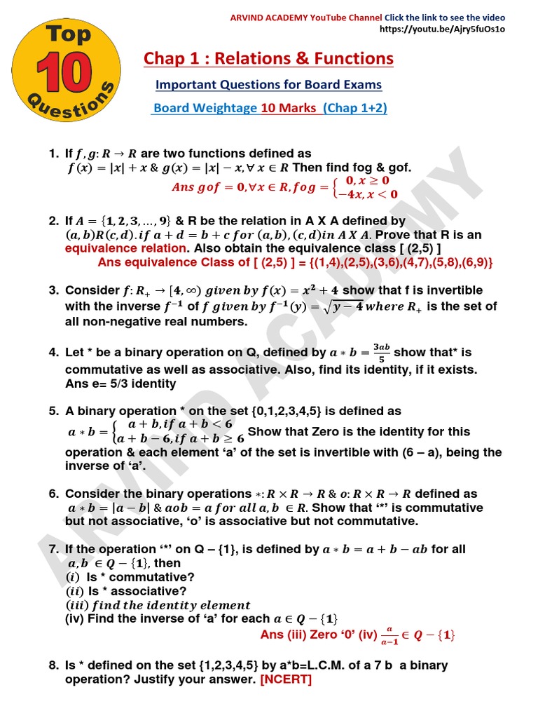Chap 01 Maths Top 10 Pdf Functions And Mappings Mathematical Objects