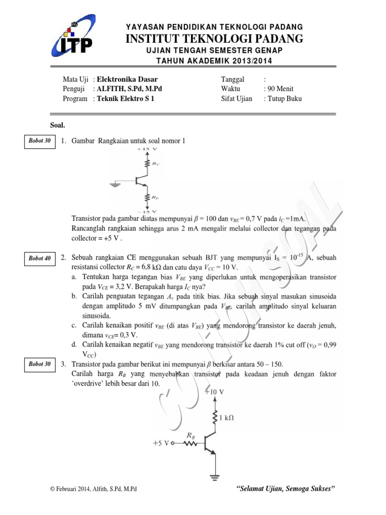 4 Contoh Soal Uts Elektronika Dasar Pdf