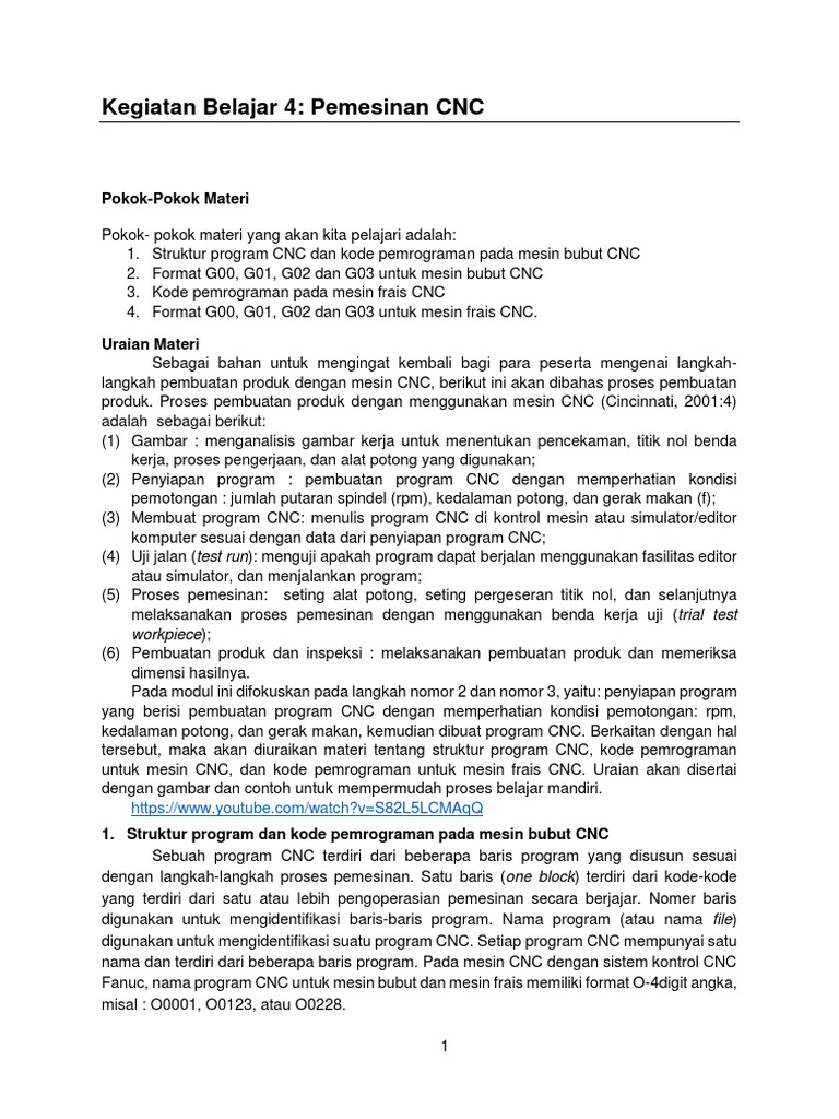 Pemrograman Dasar CNC Bubut dan Frais | PDF