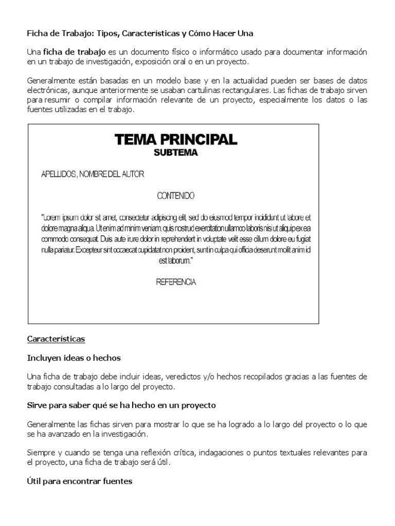 Ficha De Trabajo Sumario Abstracto Informacion