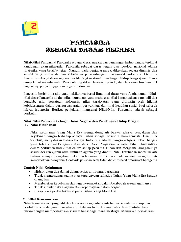 Bacaan 2 3 Pancasila Sbg Dsar Neg Pdf