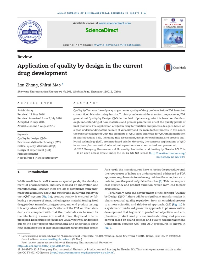 Application of Quality by Design in The Current PDF | PDF | Tablet ...