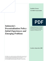Indonesia's Decentralization Policy:: Initial Experiences and Emerging Problems