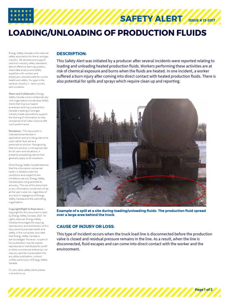 SAFETY ALERT 20.05.2018 - Loading-Unloading of Production Fluids | PDF ... image.