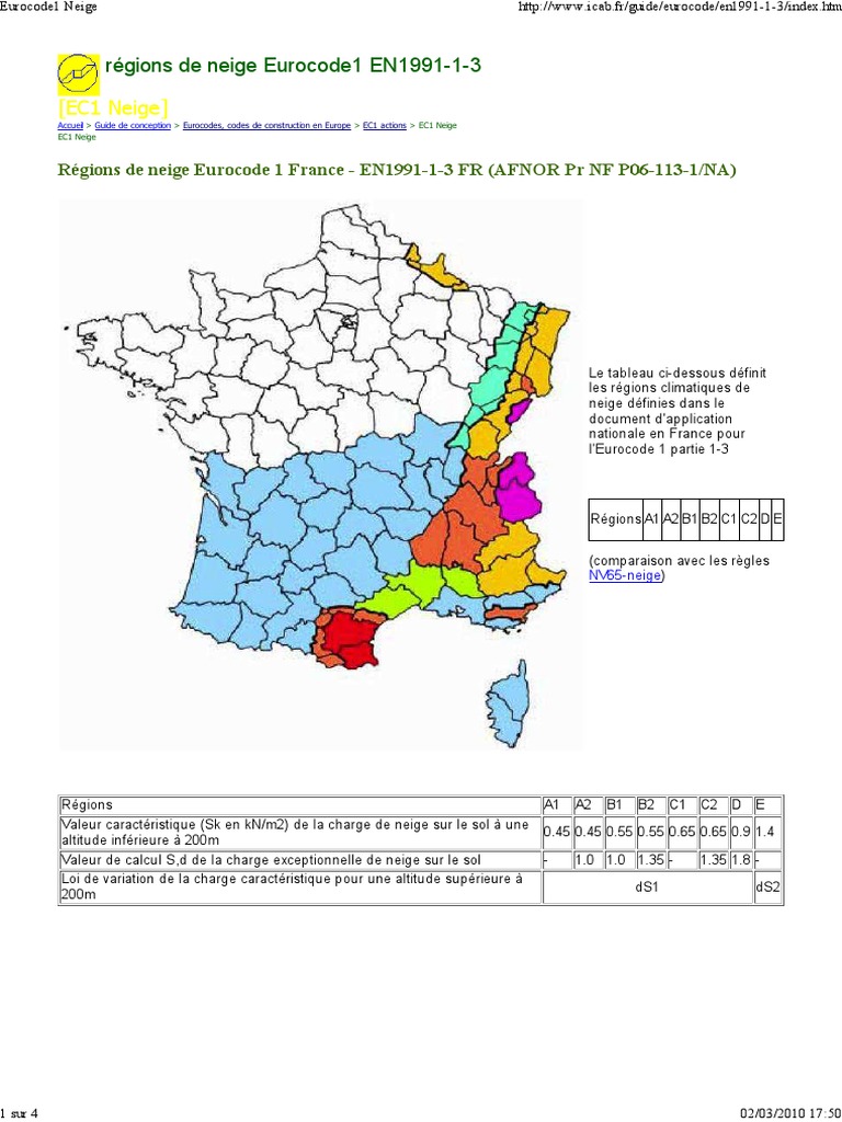 Régions de neige selon Eurocode 1 | PDF | Ingénierie