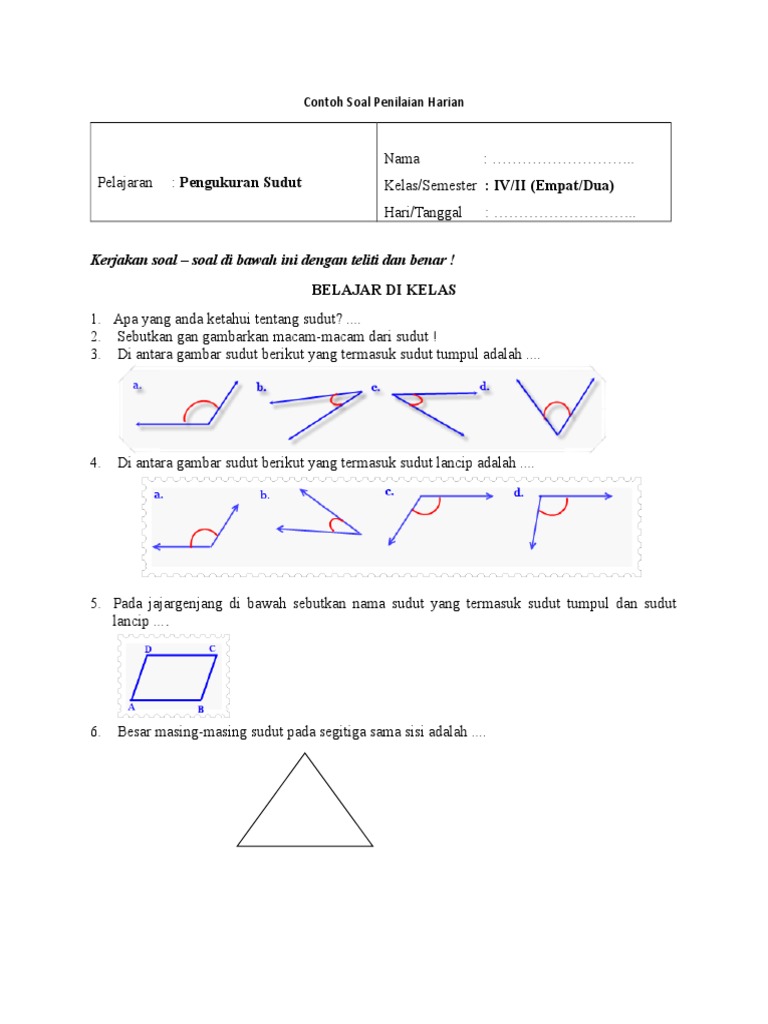 Rpp Matematika Kelas 4 Sd Tentang Sudut - Rismax