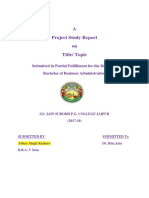 A Project Study Report On Title/ Topic
