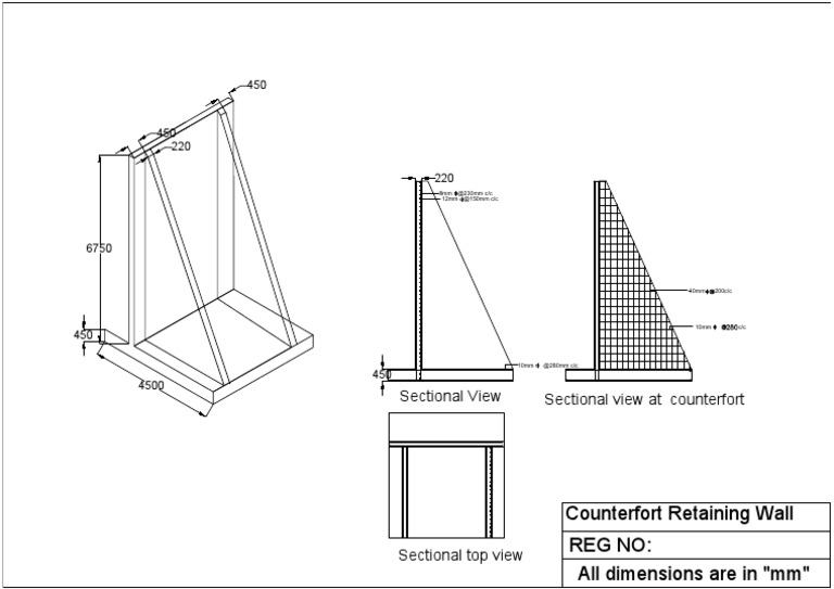 Counterfort Retaining Wall Dimensions | PDF