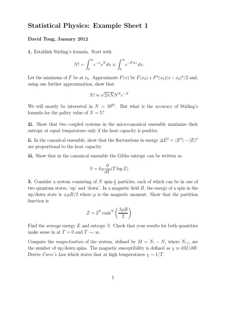 Problems In Statistical Physics Pdf Gases Temperature